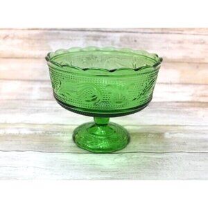E.O. Brody Compote, Vintage 1960's, Green Glass Compote Dish Trinket‎